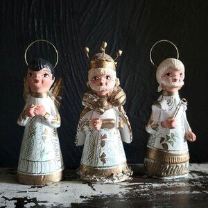 Set Of 3 Vtg Mexican Folk Art Nativity Figures Nacimiento Christmas Figurines